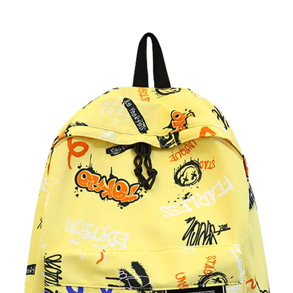 Graffiti Backpack Laptop Daypack Bookbag Knapsack Rucksack for Men Boys Work Yellow