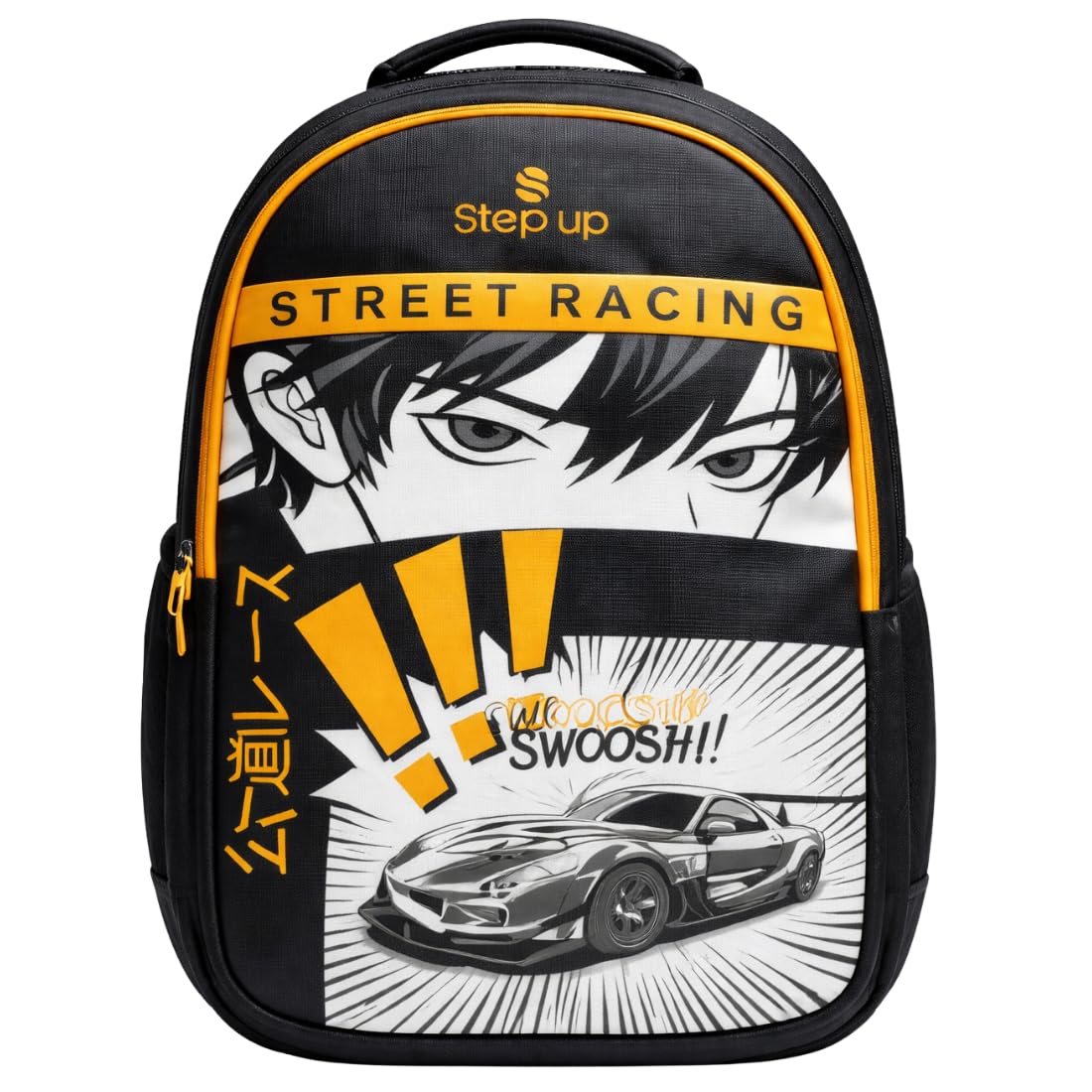 Step Up STREET RACING 35 L Laptop Backpack for Men & Unisex | Water-Resistant Nylon Backpack | Fits up to 15.6 Inch Laptop | 19 Inch College & Travel Bag.