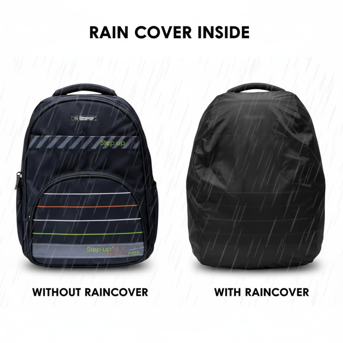 Step Up *ALL-WEATHER PLUS* 35 L Laptop Backpack with Rain Cover for Men & Unisex | Water-Resistant Nylon Backpack | Fits up to 15.6 Inch Laptop | 19 Inch Travel & College Bag..
