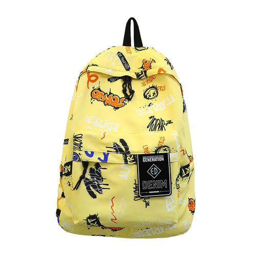 Graffiti Backpack Laptop Daypack Bookbag Knapsack Rucksack for Men Boys Work Yellow