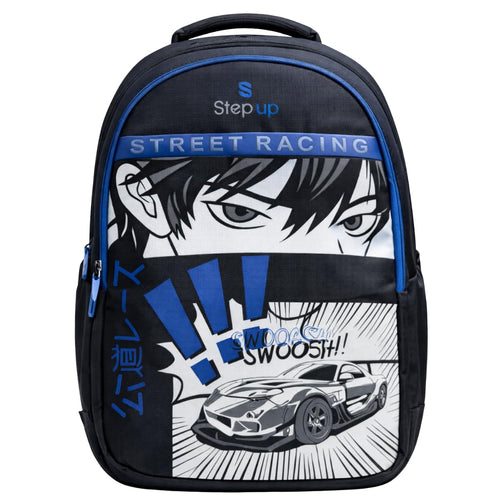 Step Up STREET RACING 35 L Laptop Backpack for Men & Unisex | Water-Resistant Nylon Backpack | Fits up to 15.6 Inch Laptop | 19 Inch College & Travel Bag.