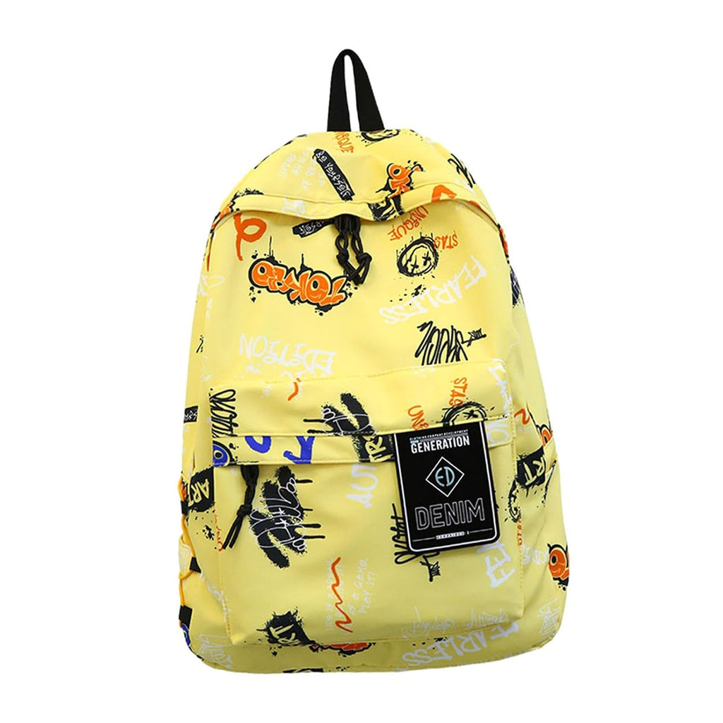 Graffiti Backpack Laptop Daypack Bookbag Knapsack Rucksack for Men Boys Work Yellow
