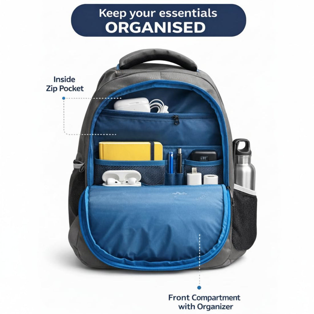 Step Up *UNSTOPABLE* 37 L Laptop Backpack for Men & Unisex | Water-Resistant Nylon Backpack | Fits up to 15.6 Inch Laptop | 19 Inch Travel & College Bag.