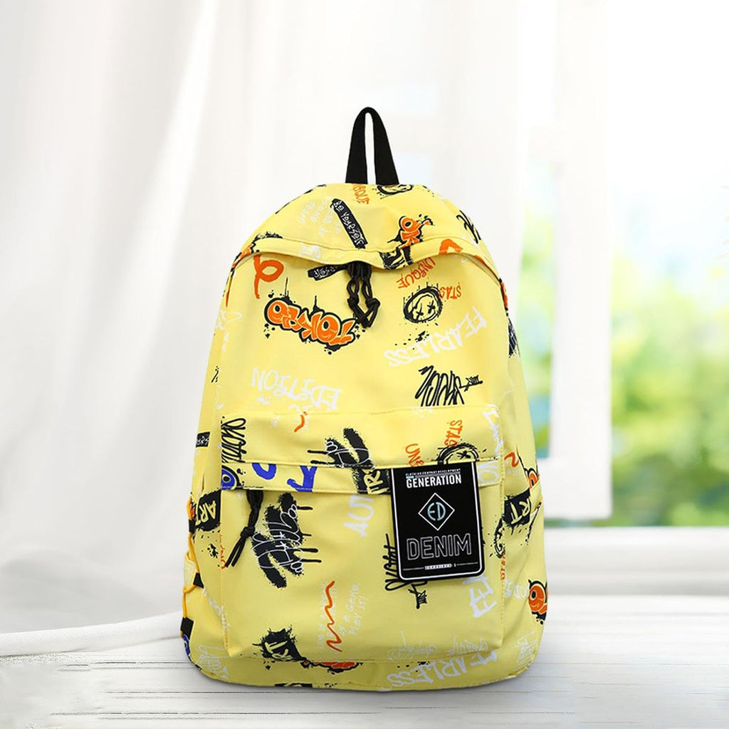 Graffiti Backpack Laptop Daypack Bookbag Knapsack Rucksack for Men Boys Work Yellow