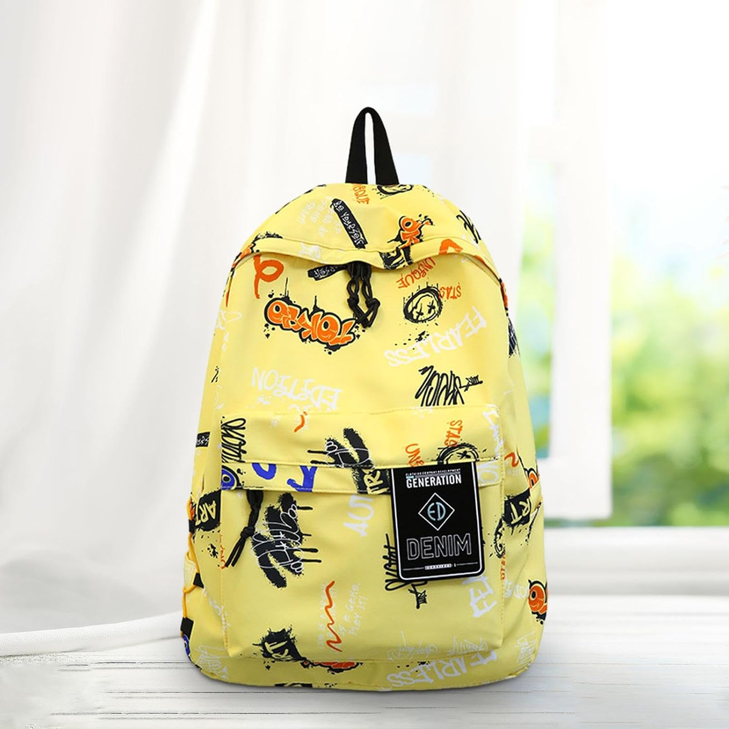 Graffiti Backpack Laptop Daypack Bookbag Knapsack Rucksack for Men Boys Work Yellow