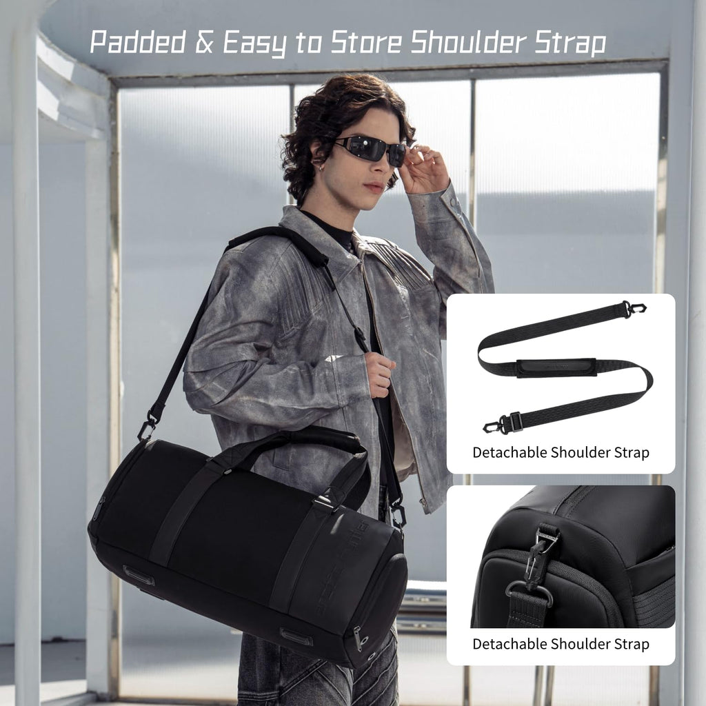 Arctic Hunter Duffle Bag for Travel Gym Nylon 30L Office Hand Bag for Men Women Multiple-Pocket Nylon Water-Repellent Sports Duffel Bag with Shoes Compartment & Detachable Shoulder Strap (Black)