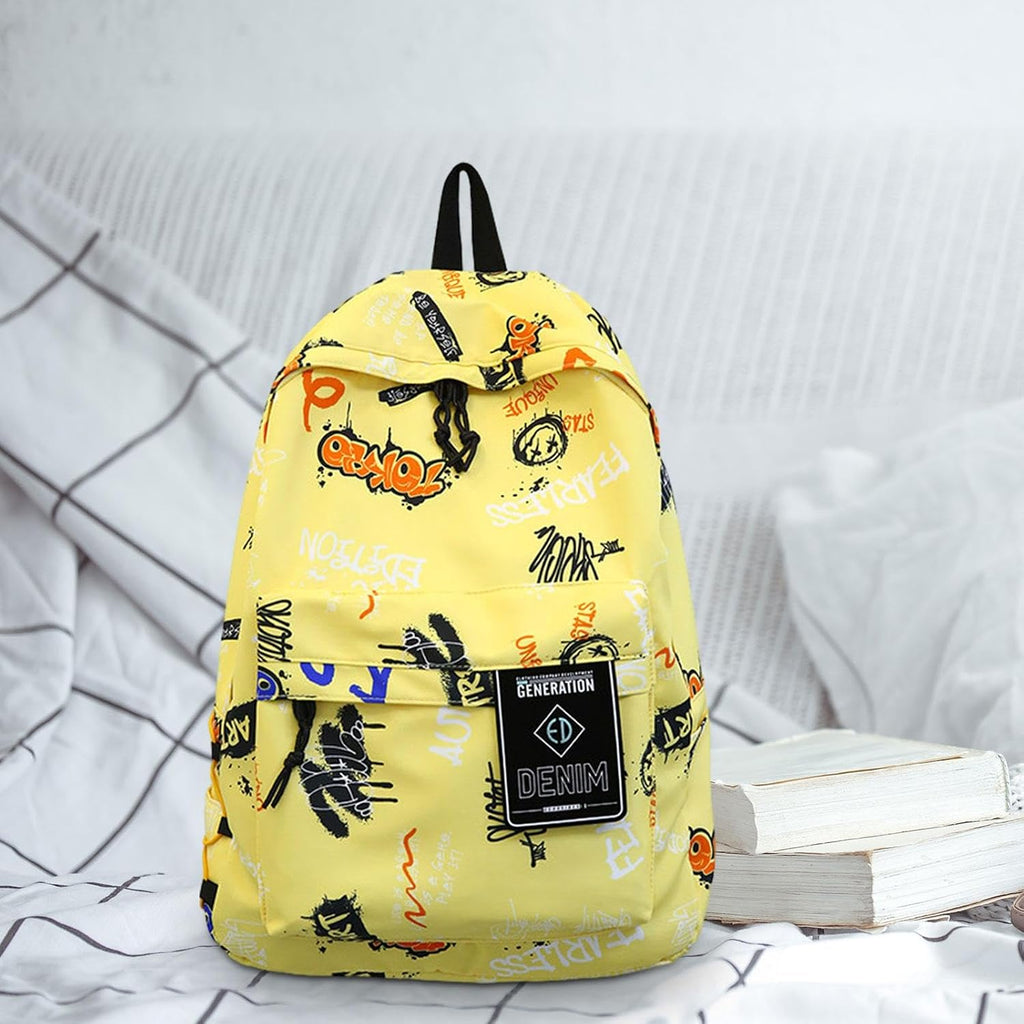 Graffiti Backpack Laptop Daypack Bookbag Knapsack Rucksack for Men Boys Work Yellow