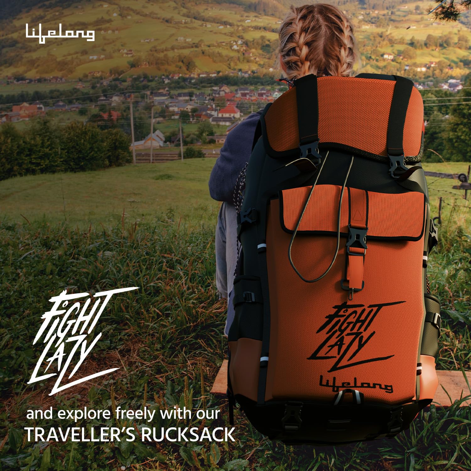 Lifelong 80 Ltr Travel Backpack - Rucksack Bags For Men & Women's - Trekking Bag Laptop Compartment - Tourist Bag For Travel, Hiking, Camping & Trekking- Rucksack Bag Accessories - Orange, 1